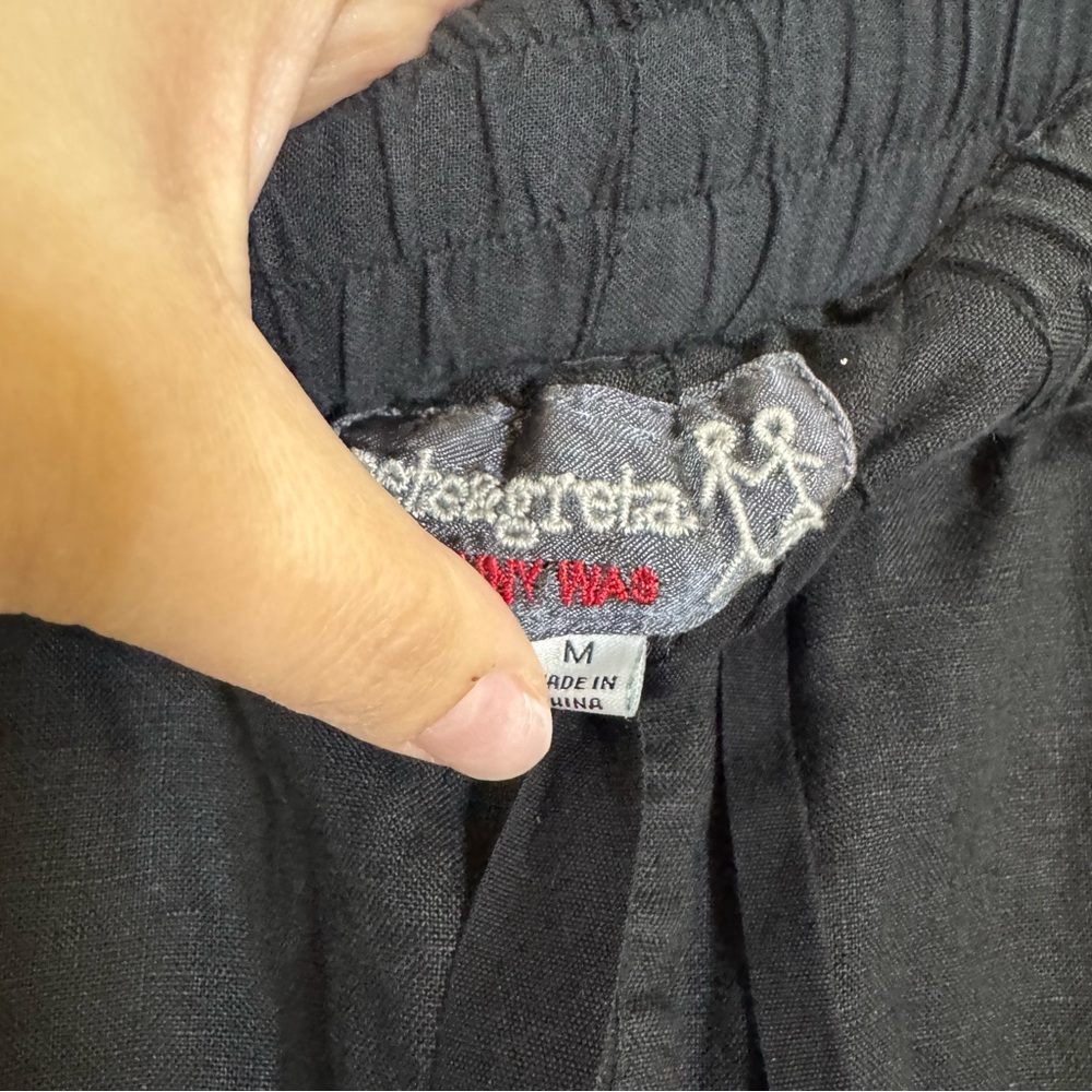 Johnny Was Black Cropped Embroidered Drawstring Pants - Picture 4 of 6